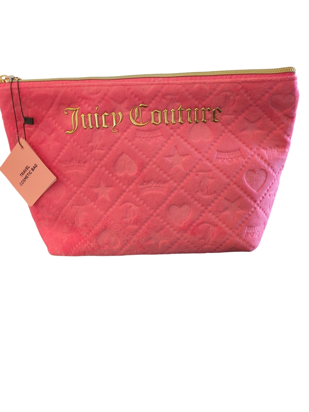 Juicy Couture Large Pink Embossed Cosmetic Travel Pouch